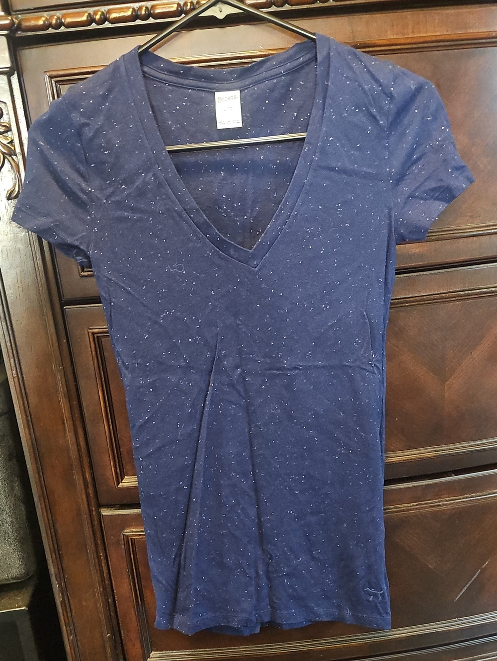 Victoria's Secret PinkK Navy V-Neck Short Sleeve Women's Tee